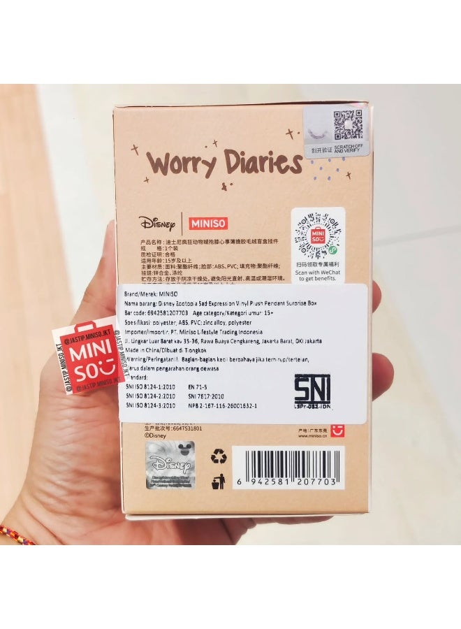 MINISO x Disney Zootopia 2 Worry Diaries Collection Vinyl Plush Pendant Blind Box, Full Display Set of 9 Sealed Mystery Boxes, Character Collectible for Display and Gifting - Image 4