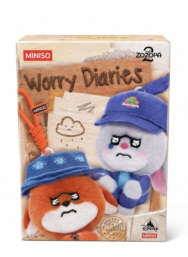 MINISO x Disney Zootopia 2 Worry Diaries Collection Vinyl Plush Pendant Blind Box, Full Display Set of 9 Sealed Mystery Boxes, Character Collectible for Display and Gifting - Image 1