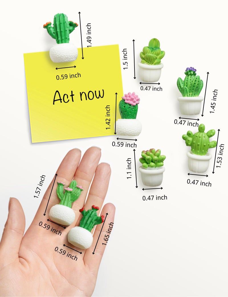 Zreal Cactus Fridge Magnets Cute Refrigerator Magnets 3D Plant Decorative Magnets for Office Kitchen Locker 8PCS - Image 2