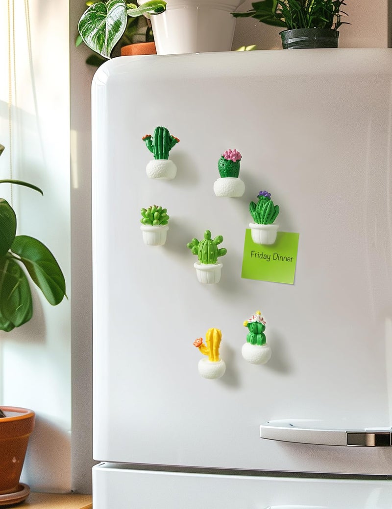 Zreal Cactus Fridge Magnets Cute Refrigerator Magnets 3D Plant Decorative Magnets for Office Kitchen Locker 8PCS - Image 4