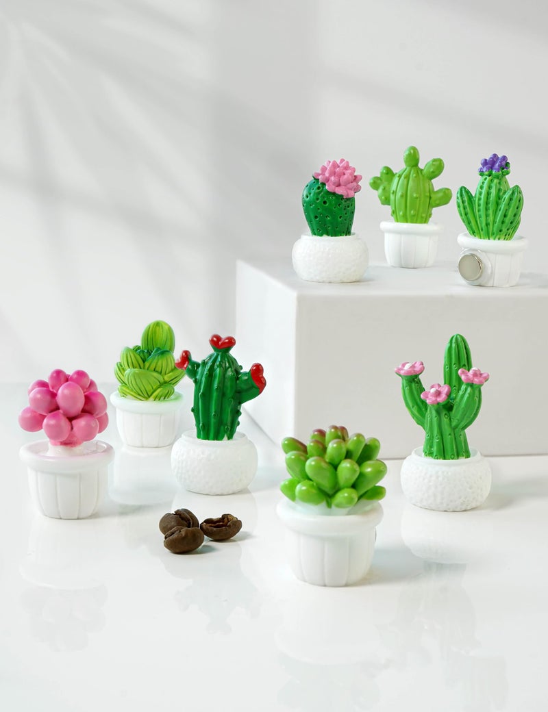 Zreal Cactus Fridge Magnets Cute Refrigerator Magnets 3D Plant Decorative Magnets for Office Kitchen Locker 8PCS - Image 3
