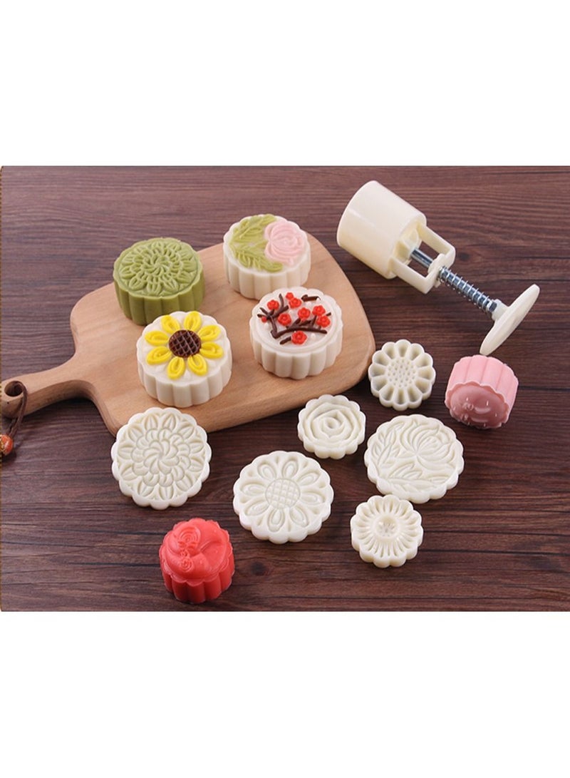 DubaiGallery 3D Cookie Cutter Press Flower Moon Cake Mold Pattern Baking Accessories for Pastry Mold Bakware - Muffin Fondant - Cupcake Dessert - Eid & Mid-Autumn Festival - Circle Shape