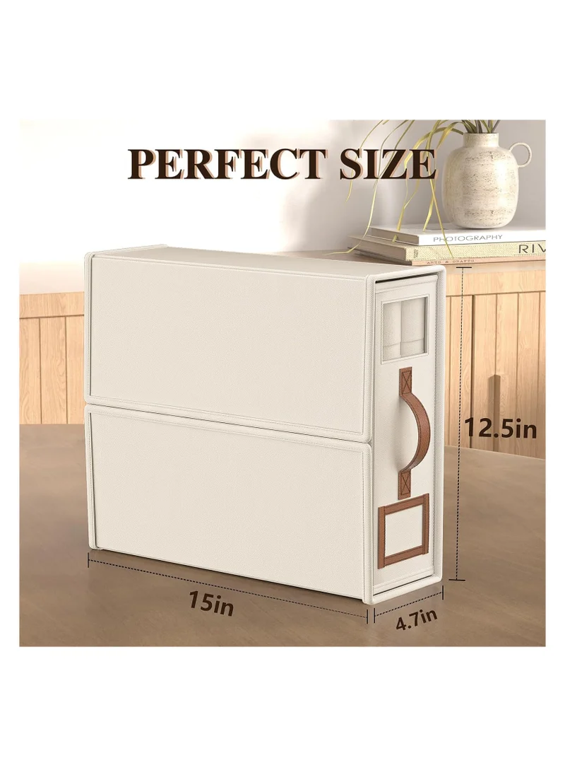 1Chase Bed Sheet Organizers And Storage - 4-Pack Foldable Linen Closet Organizer With Clear Window, Sheets Set Folder Keeper, Bedding Storage Box For Bed Sheets And Pillows, Cube Organizer (BEIGE)