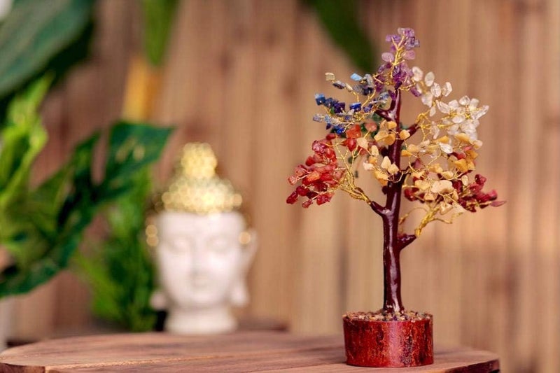 FIRSTRAY Seven Chakra Crystal Tree 7 Colorful Crystals Tree for Living Room Bedroom Dining Room Office Home Dcor Showpiece Bonsai Money Tree Gift Natural Gemstone Reiki Healing Positive Energy 100 Beads - Image 2