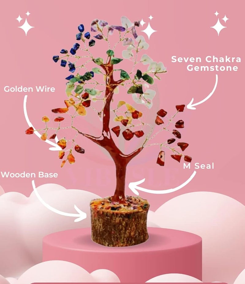 FIRSTRAY Seven Chakra Crystal Tree 7 Colorful Crystals Tree for Living Room Bedroom Dining Room Office Home Dcor Showpiece Bonsai Money Tree Gift Natural Gemstone Reiki Healing Positive Energy 100 Beads - Image 5