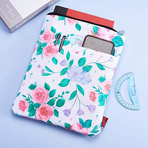 LParkin Book Sleeve White Floral Book Protector, Book Covers for Paperbacks, Washable Fabric, Book Sleeves with Zipper, Medium 11 Inch X 8.7 Inch Book Lover Gifts - Image 3