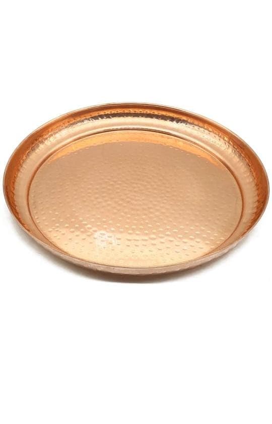 BONA FIDE - Unit of signature metal exports طبق عشاء بونا فايد مزخرف من النحاس الثقيل التقليدي على الطراز الهندي، 100% نحاس نقي، 11 بوصة، طبق بوجا، طبق بوغان، طبق نحاس - Image 2