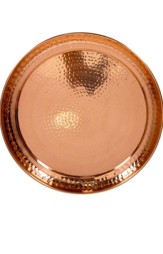 BONA FIDE - Unit of signature metal exports طبق عشاء بونا فايد مزخرف من النحاس الثقيل التقليدي على الطراز الهندي، 100% نحاس نقي، 11 بوصة، طبق بوجا، طبق بوغان، طبق نحاس - Image 4