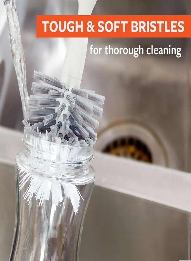 Full Circle Clean Reach Bottle Brush with Replaceable Bristle Brush Head, Bamboo Handle, White - Image 5