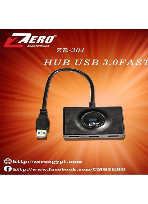 4-Port USB Hub ZR-304 Black