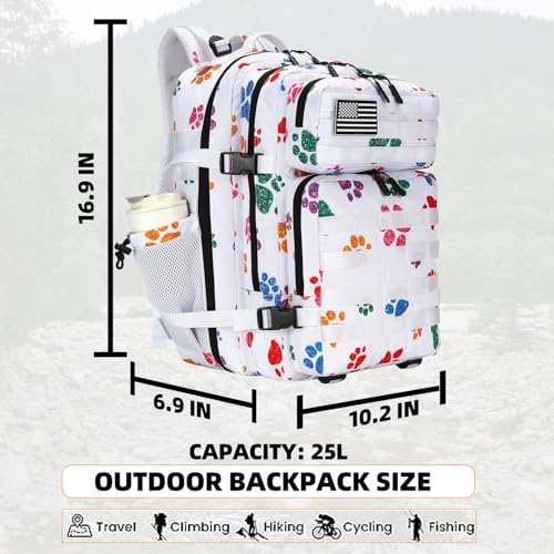 Lovelinks21 25L Tactical Military Backpack Small Travel Rucksack for Men and Women Assault Pack Bug Out Bag Molle Daypack Gym Backpack with Bottle Holder (Cat Paw) - Image 2