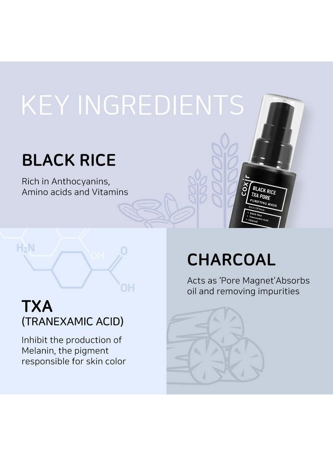 coxir - Black Rice Txa Pore Purifying Mask L Purifying Mask For Blackhead Cleansing Pore Cleansing Hydrating Facial Mask Korean Skin Care Paraben Free Cruelty Free [50Ml/1.69 Fl.Oz] - Image 1
