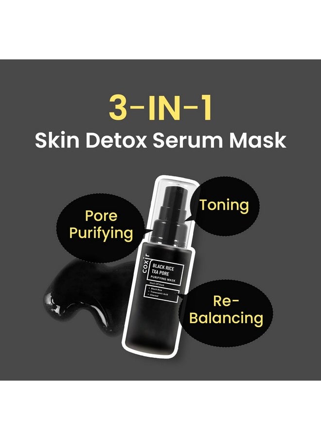 coxir - Black Rice Txa Pore Purifying Mask L Purifying Mask For Blackhead Cleansing Pore Cleansing Hydrating Facial Mask Korean Skin Care Paraben Free Cruelty Free [50Ml/1.69 Fl.Oz] - Image 1