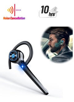 Wireless Bluetooth Earpiece Headphone Dual Noise Cancelling Mic Painless Open-Ear Handsfree Headset Stereo Sound Left/Right Changeable Earhook Earphones for Driving/Business/Gym