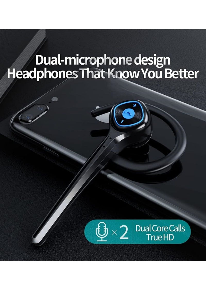 Captaintech - Wireless Bluetooth Earpiece Headphone Dual Noise Cancelling Mic Painless Open-Ear Handsfree Headset Stereo Sound Left/Right Changeable Earhook Earphones for Driving/Business/Gym - Image 1