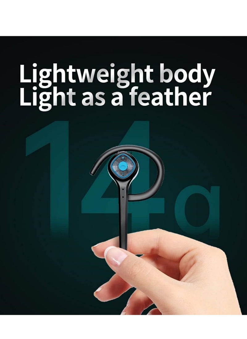 Captaintech - Wireless Bluetooth Earpiece Headphone Dual Noise Cancelling Mic Painless Open-Ear Handsfree Headset Stereo Sound Left/Right Changeable Earhook Earphones for Driving/Business/Gym - Image 1