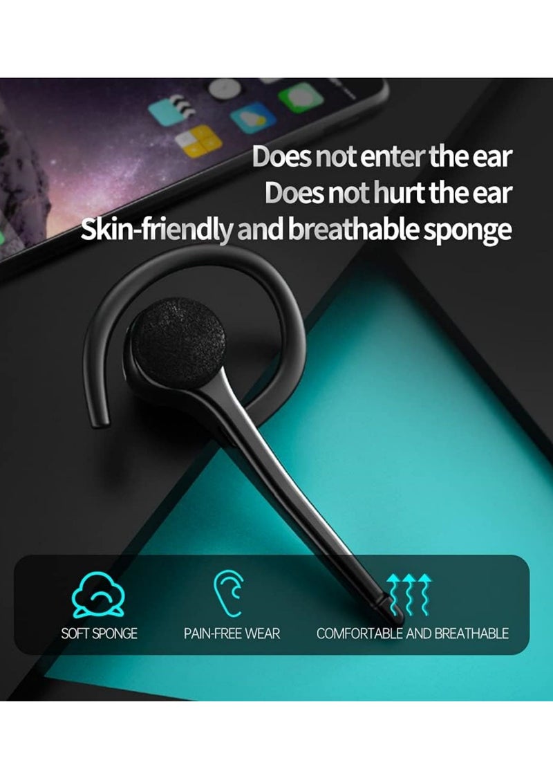 Captaintech - Wireless Bluetooth Earpiece Headphone Dual Noise Cancelling Mic Painless Open-Ear Handsfree Headset Stereo Sound Left/Right Changeable Earhook Earphones for Driving/Business/Gym - Image 1