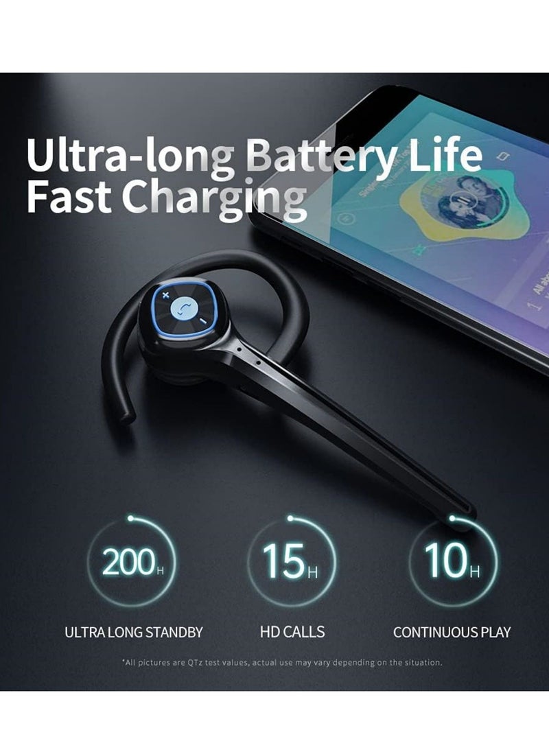 Captaintech - Wireless Bluetooth Earpiece Headphone Dual Noise Cancelling Mic Painless Open-Ear Handsfree Headset Stereo Sound Left/Right Changeable Earhook Earphones for Driving/Business/Gym - Image 1