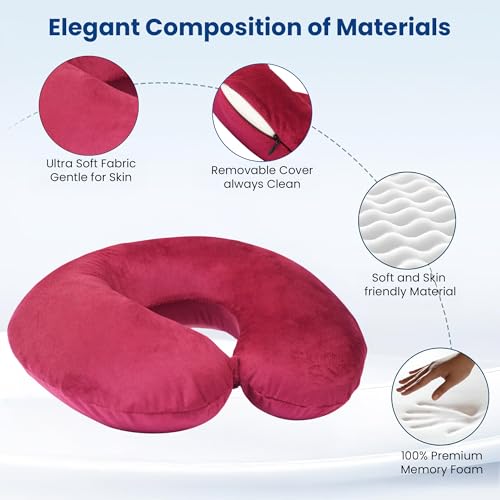 CareFoam Travel Neck Pillow | Premium Memory Foam Neck Pillow for Flight Travel, Car Sleeping | Adjustable Head Rest, Neck Rest Travelling Pillow for Sleeping Head Support - Image 2