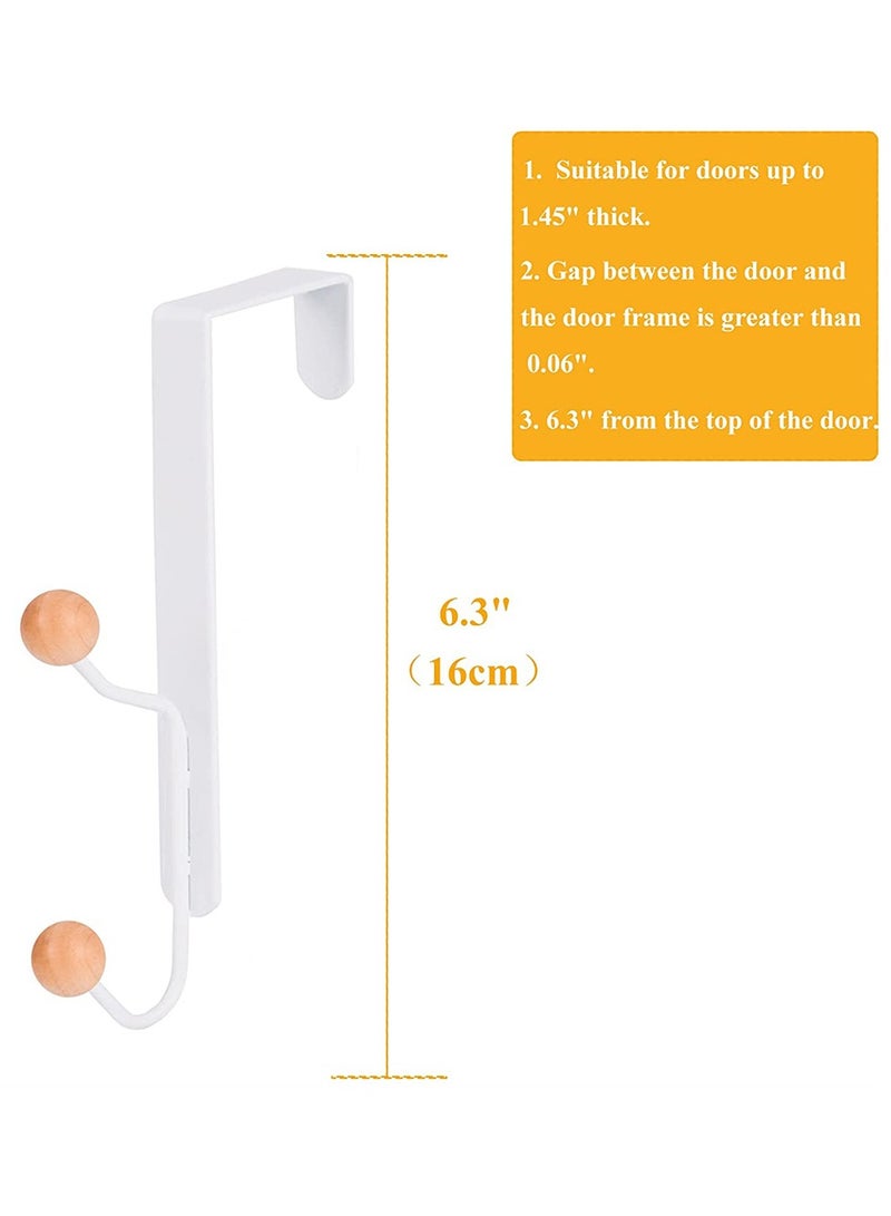 SYOSI Over The Door Double Hanger Hooks, Sturdy Metal Over Door Wooden Hooks Holds, Over The Door Hooks For Kitchen, Bathrooms, Drawers, Wardrobe Doors, Living Room, 4 Packs  - Image 2