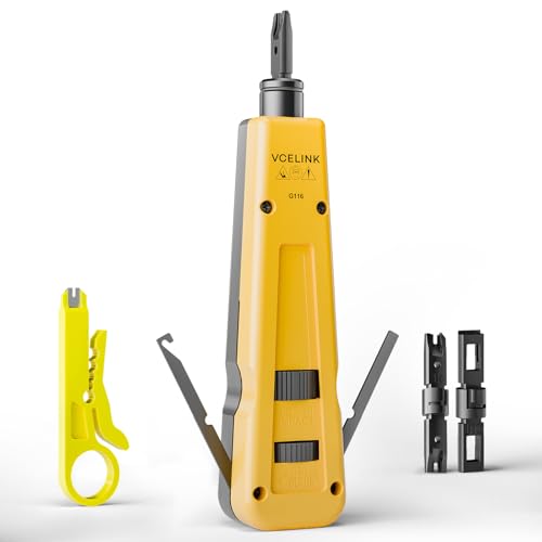 VCELINK Punch Down Impact Tool with 110 and 66 Blades, Network Wire Punch Down Impact Tool Kit, Keystone Impact Terminal Insertion Tools, Network Cable CAT6A/CAT6/CAT5/CAT3 Stripper - Image 1