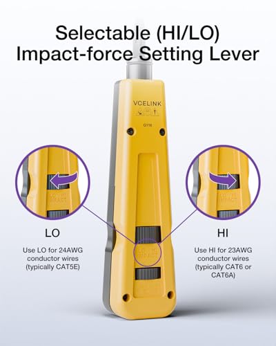 VCELINK Punch Down Impact Tool with 110 and 66 Blades, Network Wire Punch Down Impact Tool Kit, Keystone Impact Terminal Insertion Tools, Network Cable CAT6A/CAT6/CAT5/CAT3 Stripper - Image 2