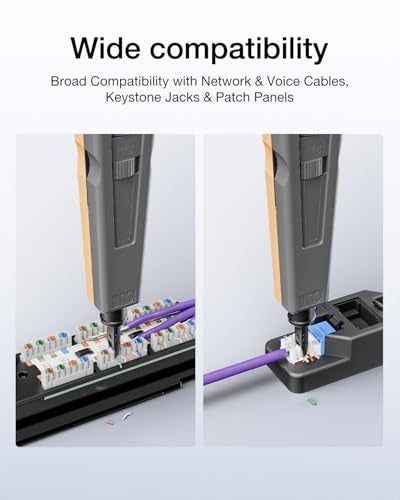 VCELINK Punch Down Impact Tool with 110 and 66 Blades, Network Wire Punch Down Impact Tool Kit, Keystone Impact Terminal Insertion Tools, Network Cable CAT6A/CAT6/CAT5/CAT3 Stripper - Image 5