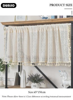 DUNISO Short Curtains, Country House Bistro Curtain,Breathable Hollow Jacquard Texture Short Kitchen Curtains, Rod Pocket Curtains for Café, Kitchen, Living Room and Decoration  - Image 4