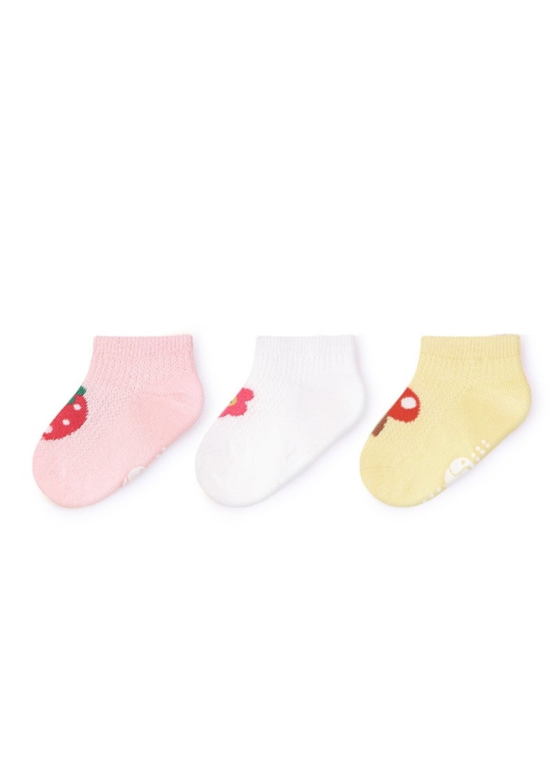 Generic - 3 pairs of baby socks thin cute cartoon non-slip cotton socks - Image 1