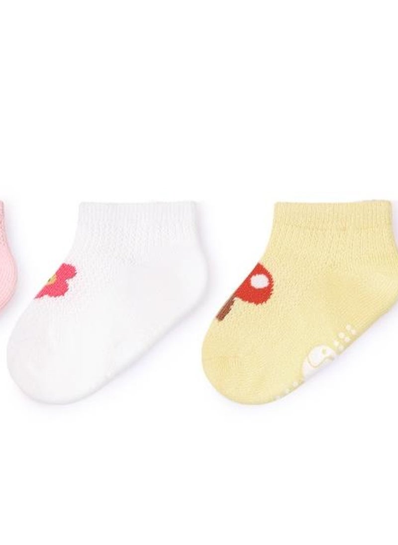 Generic - 3 pairs of baby socks thin cute cartoon non-slip cotton socks - Image 1