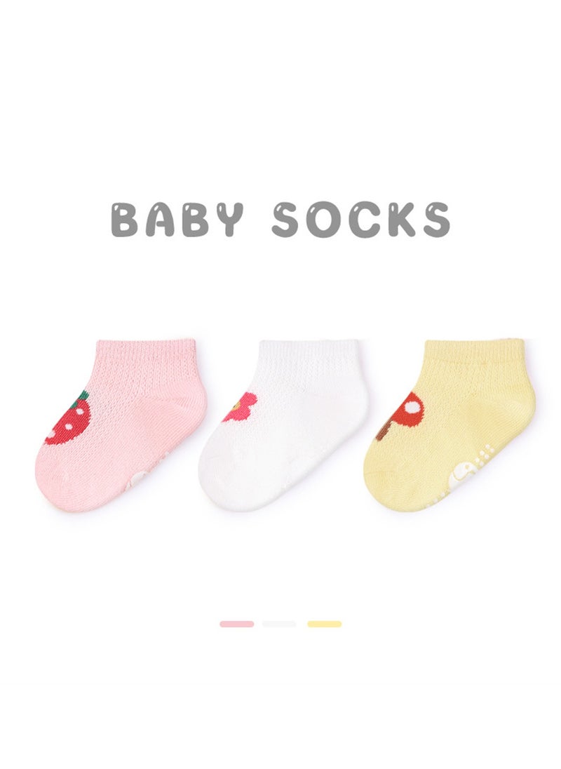 Generic - 3 pairs of baby socks thin cute cartoon non-slip cotton socks - Image 1