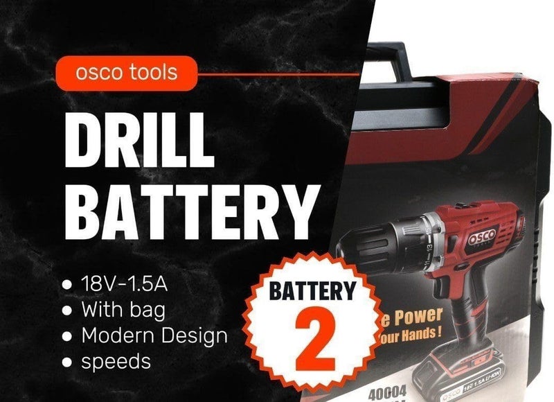 OSCO Li-Ion Cordless Drill With 2Pcs Li-Ion Battery,18 Volt - Image 4