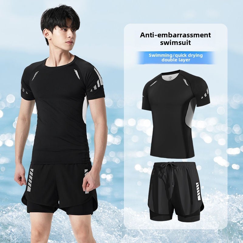 Generic Mens Plus Size Swimwear Set 2024 New Professional 520 black gray men's swimsuit 