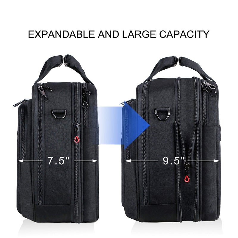 KROSER 18" Laptop Bag Premium Laptop Briefcase Fits Up to 17.3 Inch Laptop Expandable Water-Repellent Shoulder Messenger Bag Computer Bag with RFID Pockets for Travel/Business/School/Men/Women-Black - Image 2