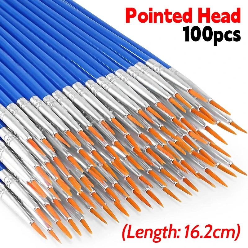 Painting Brushes Set Flat Pointed Head Tip Nylon Hair Paint Brush Acrylic Watercolor Oil Paint Brushes for Artist School Supply - Image 1