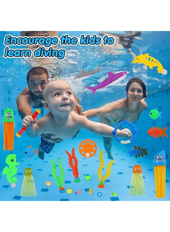 KASTWAVE Diving Toys Kids Diving Pool Toys Pool Diving Toy Set | 27 Pcs Pool Toys With Diving Swim Thru Rings Diving Rings Diving Gem Diving Octopus Pool Torpedo With Storage Bag For Boys Girls - Image 2