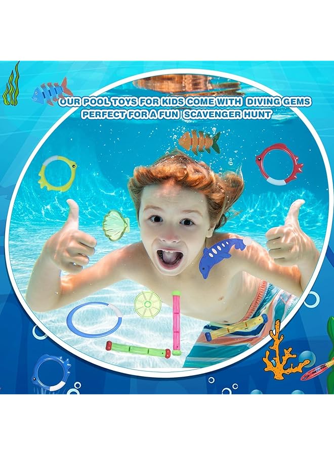 KASTWAVE Diving Toys Kids Diving Pool Toys Pool Diving Toy Set | 27 Pcs Pool Toys With Diving Swim Thru Rings Diving Rings Diving Gem Diving Octopus Pool Torpedo With Storage Bag For Boys Girls - Image 3