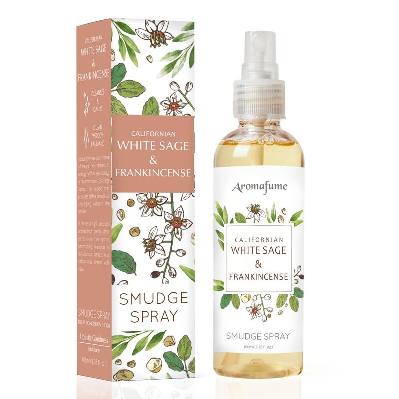 Aromafume White Sage & Frankincense Smudge Spray & Natural Mist by Aromafume | 100 ml / 3.3oz | Made with Salvia Apiana & Boswellia Resin Extracts | Ideal for positivity | Non-alcoholic, non-toxic & vegan - Image 1