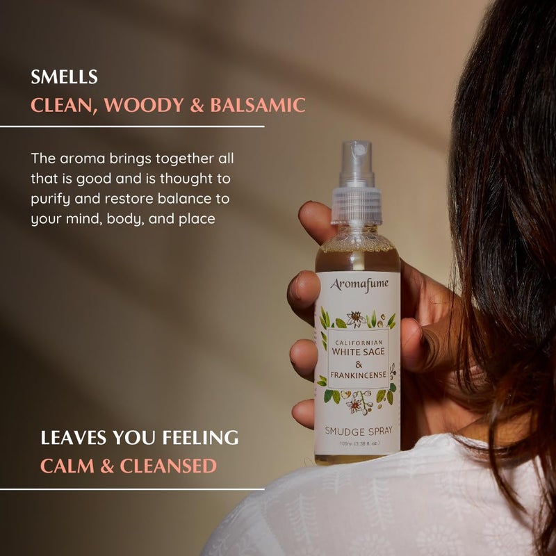 Aromafume White Sage & Frankincense Smudge Spray & Natural Mist by Aromafume | 100 ml / 3.3oz | Made with Salvia Apiana & Boswellia Resin Extracts | Ideal for positivity | Non-alcoholic, non-toxic & vegan - Image 4