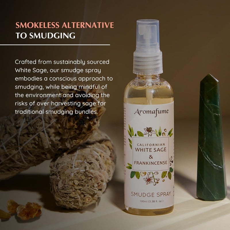 Aromafume White Sage & Frankincense Smudge Spray & Natural Mist by Aromafume | 100 ml / 3.3oz | Made with Salvia Apiana & Boswellia Resin Extracts | Ideal for positivity | Non-alcoholic, non-toxic & vegan - Image 3