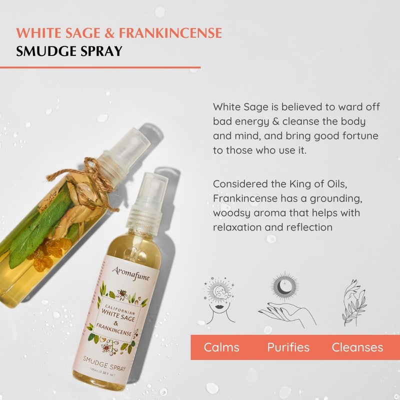 Aromafume White Sage & Frankincense Smudge Spray & Natural Mist by Aromafume | 100 ml / 3.3oz | Made with Salvia Apiana & Boswellia Resin Extracts | Ideal for positivity | Non-alcoholic, non-toxic & vegan - Image 2