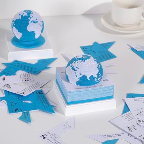 UoYeet Desk Calendar 2026 3D Earth Time Piece Tear Away Memo Pad with Inspirational Daily Notes, 365-Day Paper Sculpture Planning Calendar with Plastic Base & Clear Box Cover for Christmas & New Year Gifts - Image 4