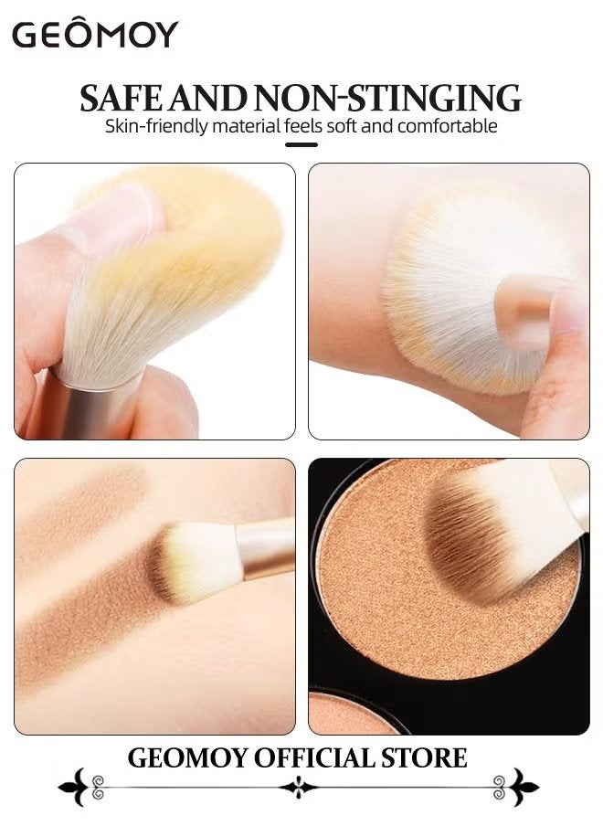 Geomoy Travel Size 5pcs Makeup Brushes Set Easy-Taken Mini Makeup Brush Set with Case & Mirror Small Complete Function Cosmetic Brushes Kit With 6pcs Triangle Powder Puff - Image 2