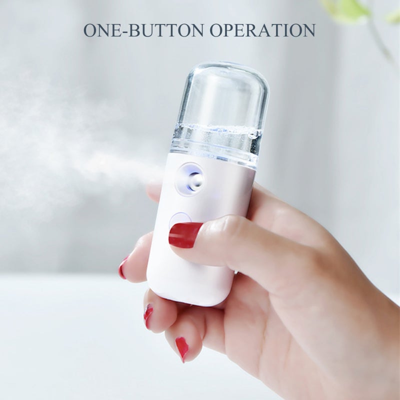 Nano Spray Moisturizing Instrument: 30ml White Water Tank, One-Button Operation, High-Frequency Vibration Atomization - Portable Face Humidifier for Home, Office, Outdoor Travel & All Skin Types - Image 5