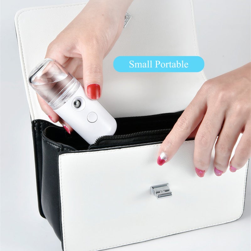 Nano Spray Moisturizing Instrument: 30ml White Water Tank, One-Button Operation, High-Frequency Vibration Atomization - Portable Face Humidifier for Home, Office, Outdoor Travel & All Skin Types - Image 2