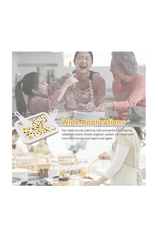 BM SATELLITE Instant Ice Cream Roll Maker Cold Plate – DIY Rolled Ice Cream & Frozen Yogurt Pan with 2 Spatulas – Aluminum & Plastic – Easy to Use for Kids & Adults - Image 5