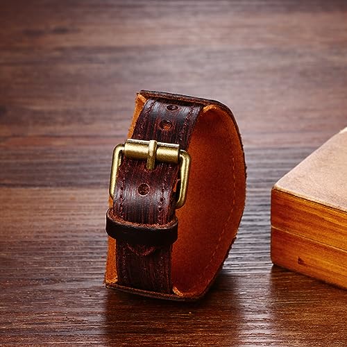 Avaner Vintage Leather Watches, Retro Punk Cuff Watch, Wide Band Quartz Watches for Men and Women - Image 3
