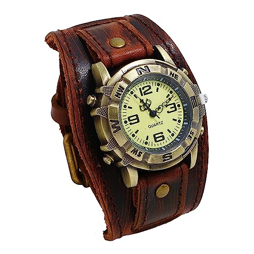 Avaner Vintage Leather Watches, Retro Punk Cuff Watch, Wide Band Quartz Watches for Men and Women - Image 1