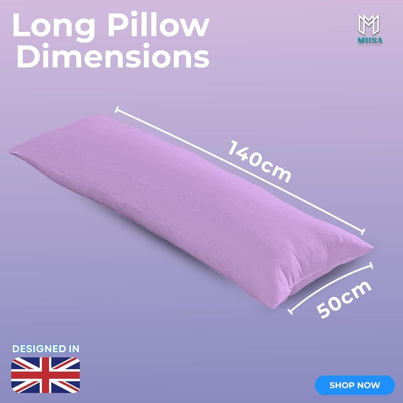 MUSA MUSA® Full Body Long Pillow with 300 Cotton TC - Breathable Polyester Filling, Pregnancy Pillow for Belly Support, Sleeping, Side Sleeper & Back Sleepers Maternity Pillow (Lavender, 50 x 140cm) - Image 2
