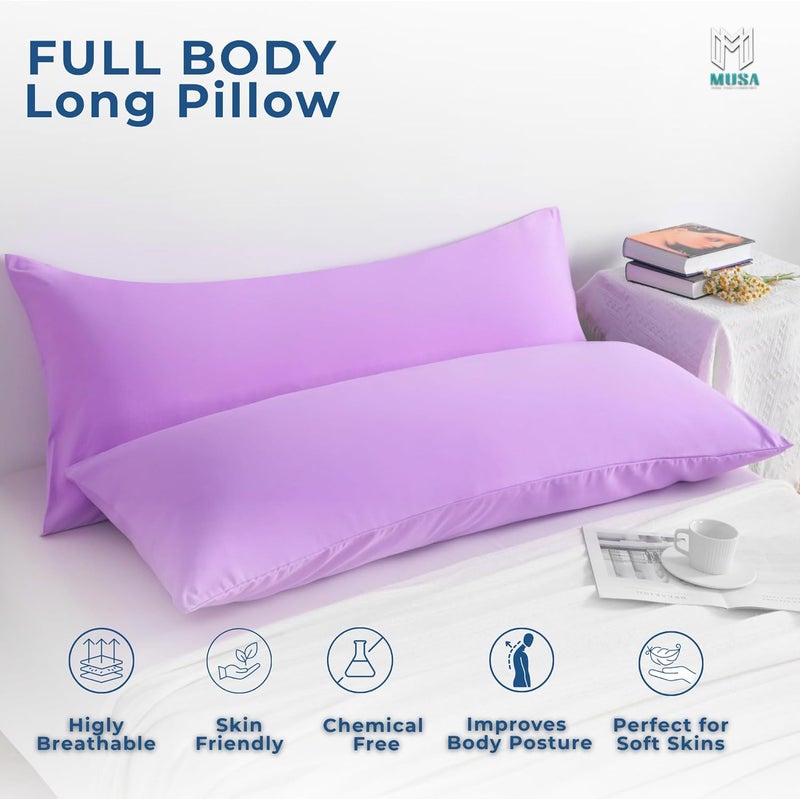 MUSA MUSA® Full Body Long Pillow with 300 Cotton TC - Breathable Polyester Filling, Pregnancy Pillow for Belly Support, Sleeping, Side Sleeper & Back Sleepers Maternity Pillow (Lavender, 50 x 140cm) - Image 3